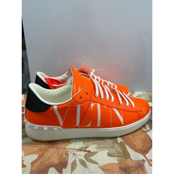 Valentino Garavani VLTN Fluorescent Orange Sneakers Men's Size 12 EU 45 $695